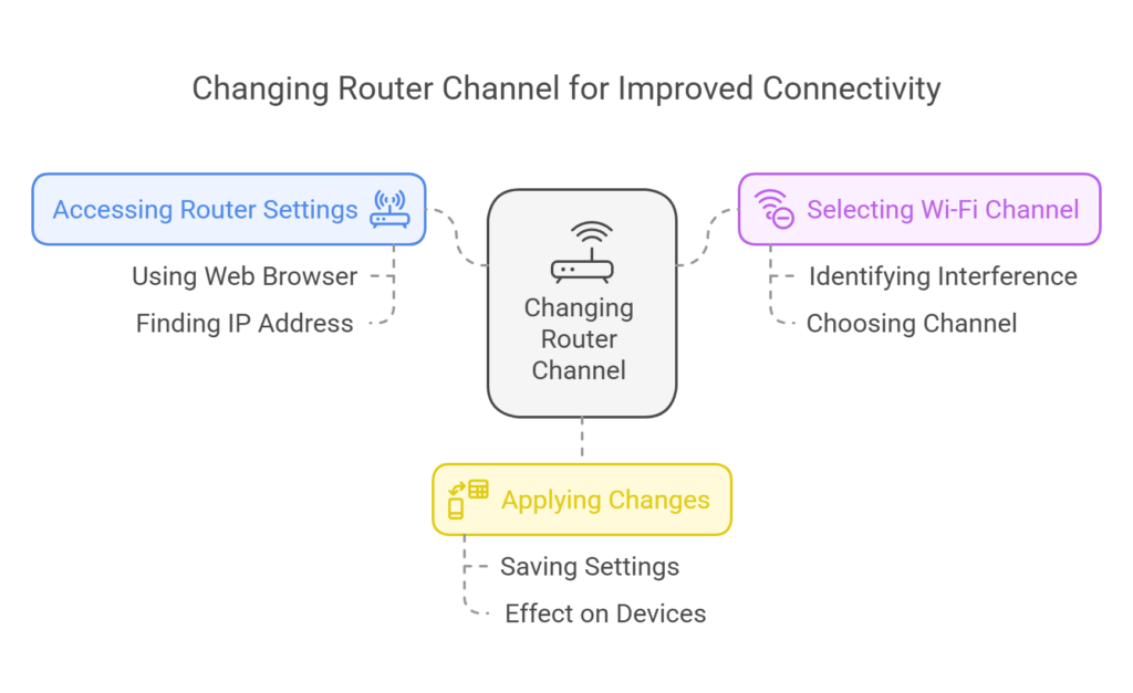 How do we change the router channel for better connectivity?